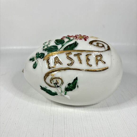 Antique Milk Glass Easter Egg Easter Cottage Core Shabby Decor Vintage Victorian